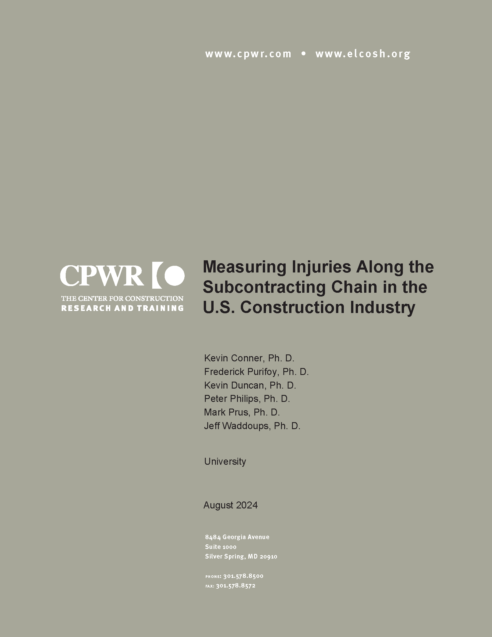 Cover of CPWR Workshop Report